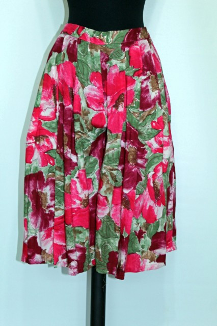 Fusta - pantalon flori rosii anii '80