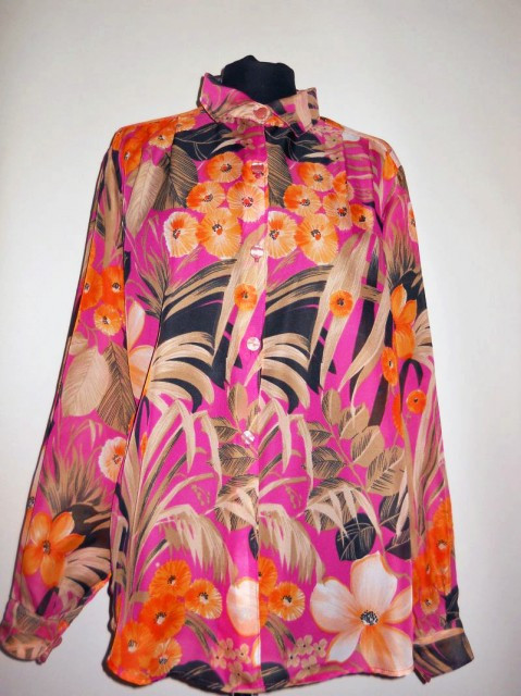 Camasa vintage din voal print floral anii '60