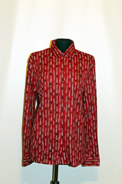 Camasa vintage rosu inchis print abstract anii '70