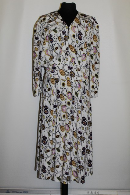 Rochie retro print floral stilizat violet anii '80