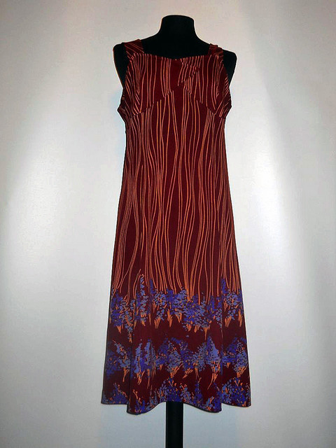 Rochie visinie dungi si flori anii '70