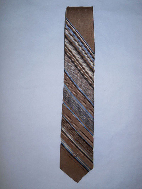 Cravata vintage maro deschis dungi "Pierre Cardin" anii '60