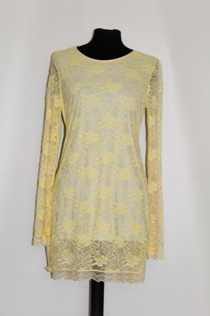 Rochie de ocazie din dantela galben confetti anii '90
