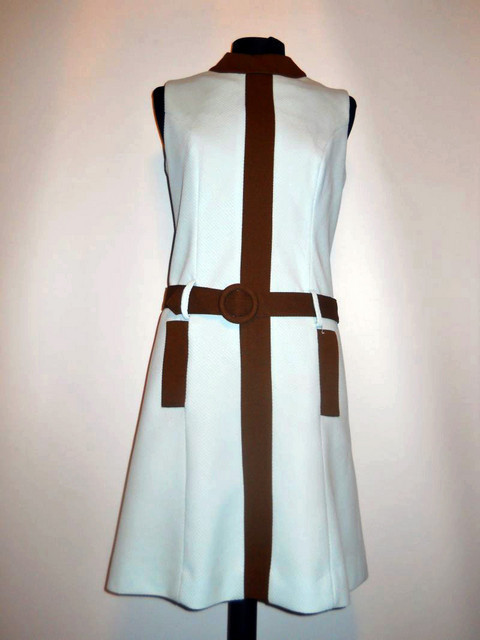 Rochie mod bleu si maro anii '60