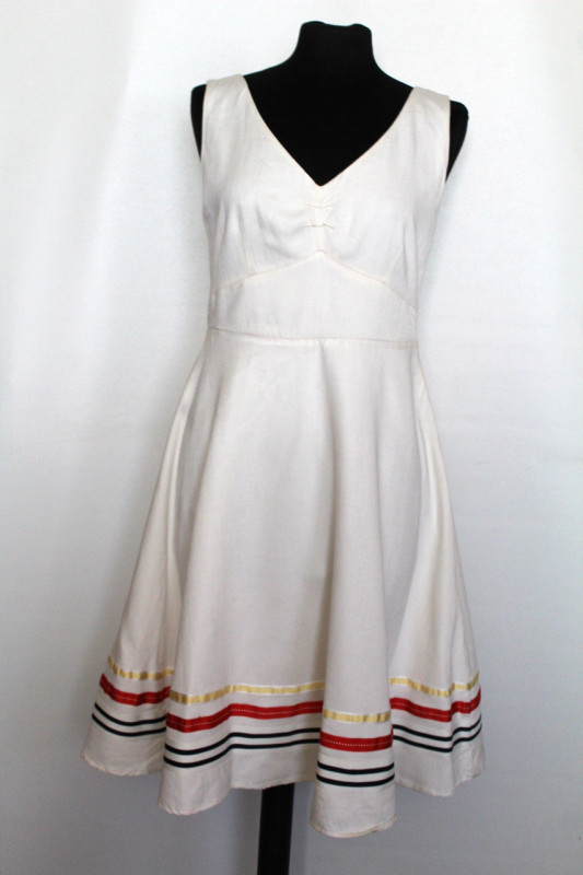Rochie vintage albă stil nautic anii 70
