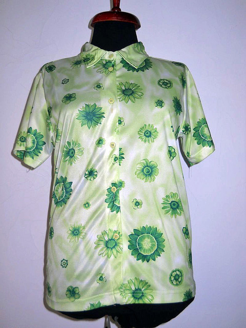 Camasa flori verzi retro anii '70 – '80