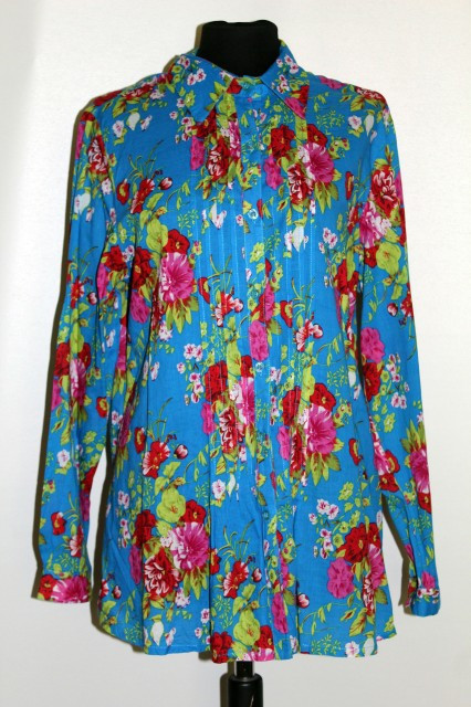Camasa retro print floral pe fond turcoaz anii '90