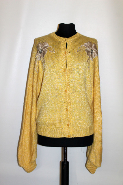 Cardigan galben flori brodate anii 70