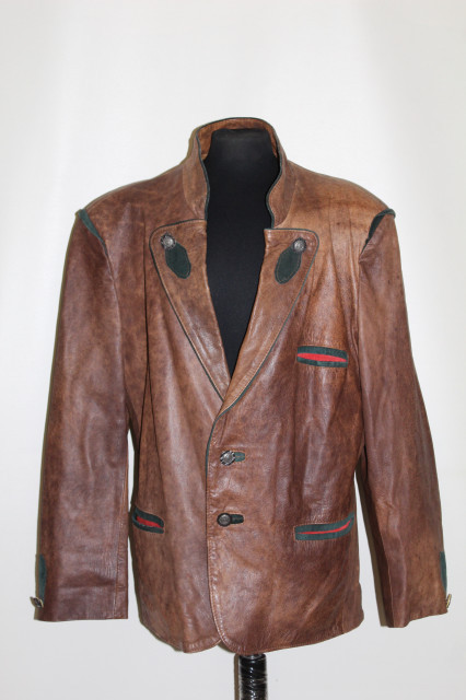 Jachetă din piele stil tirolez anii 80