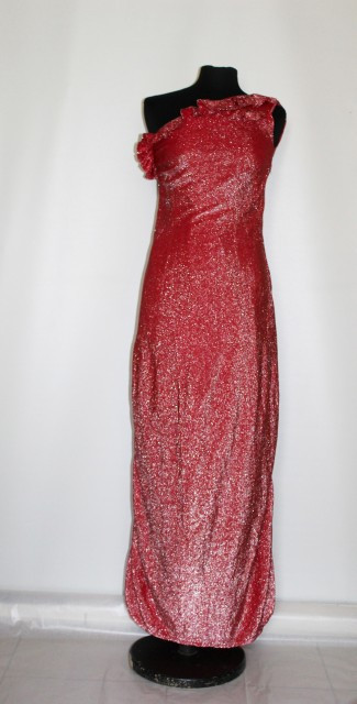 Rochie de seara din lurex rosu anii '70