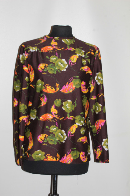 Bluză print floral verde anii 70