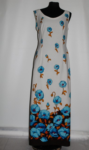 Rochie maxi flori turcoaz anii '60