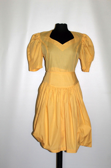 Rochie retro din poplin galben anii 80