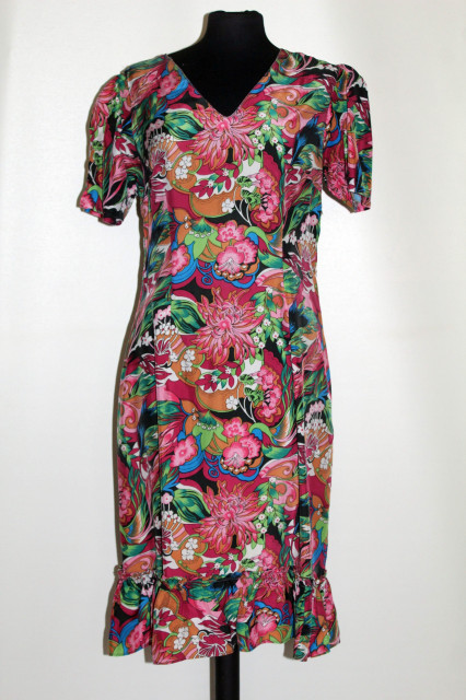 Rochie vintage print crizanteme anii 60