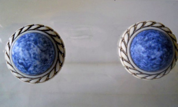 Cercei vintage marmorati albastri anii '60