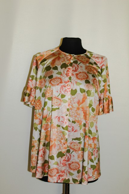 Bluza vintage cu flori verzi si portocalii anii '50