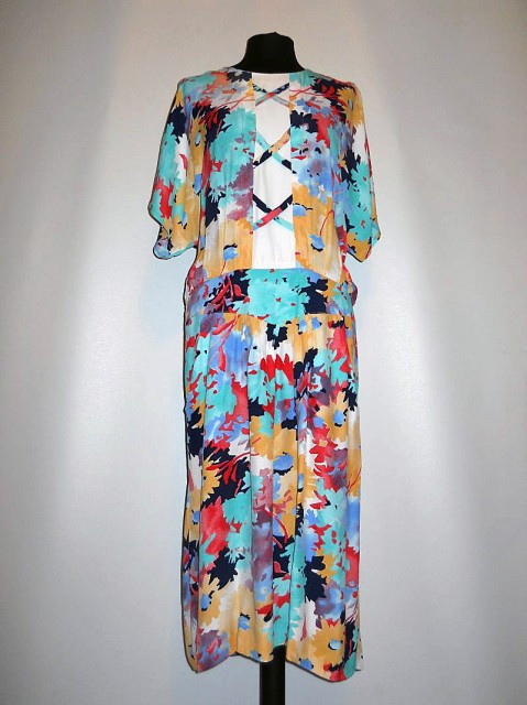 Rochie retro print floral multicolor anii '80