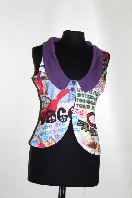 Bluza/vestă Missing Johnny – vintage multicolor grafic, vară - Img 1