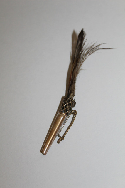 Broșă antique cu pene de fazan perioada edwardiană cca. 1900