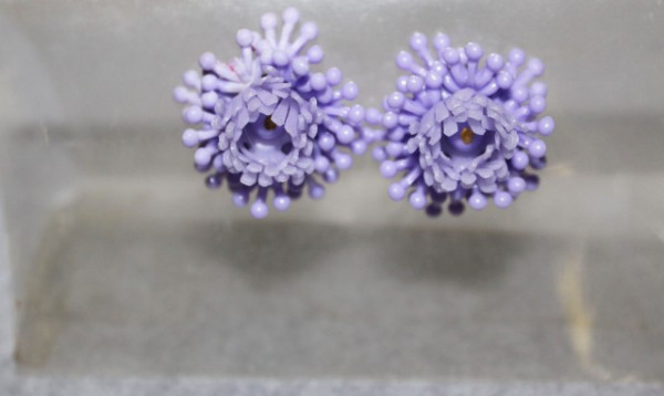 Cercei vintage floare violet anii '50