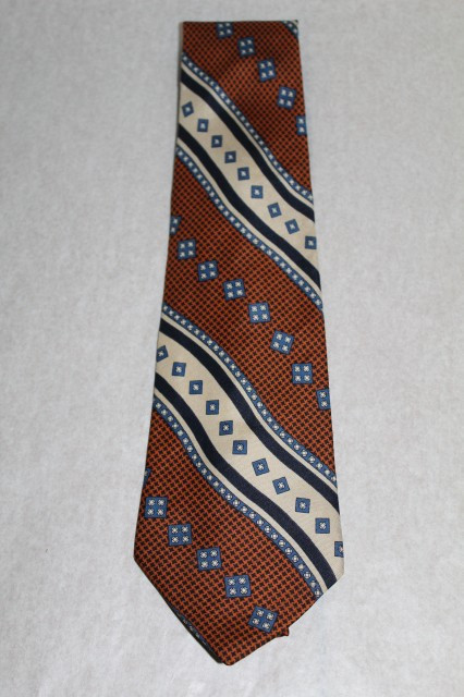 Cravata print geometric maro si albastru "Ermenegildo Zegna" anii '80
