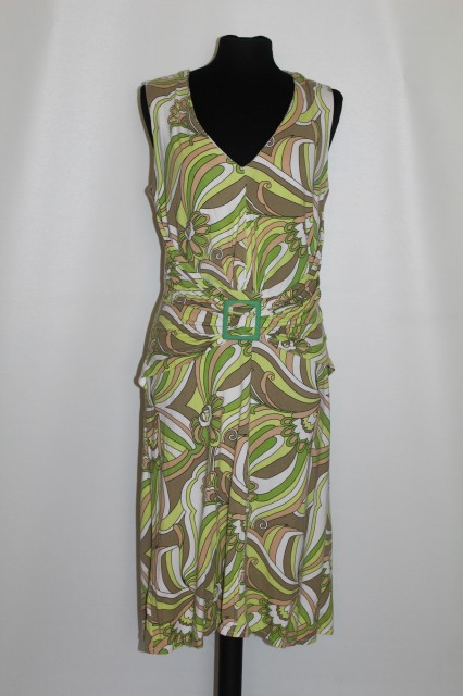 Rochie print psihedelic verde repro anii '60