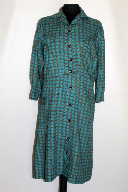 Rochie verde print geometric vintage anii '50