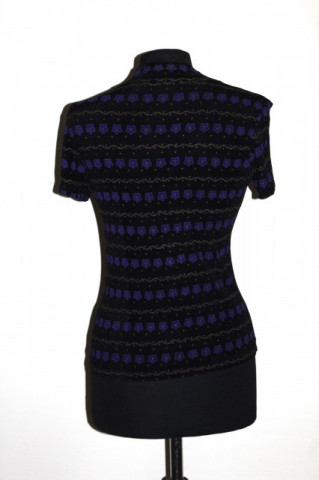 Bluza retro cu print floral pictat violet – anii ’90 - Img 3