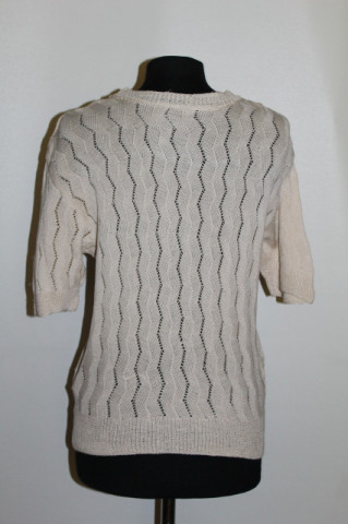 Bluză vintage din dantelă groasă macrame ecru – anii ’40, handmade Italia - Img 3