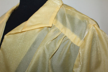 Cămașă vintage din organza galbenă cu inflexiuni aurii – anii ’70‑’80 - Img 5