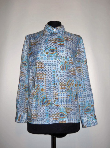 Camasa vintage print paisley si floral albastru anii '70