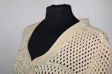 Cardigan vintage din crochet galben pai – anii ’40, realizat manual - Img 4