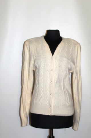 Cardigan vintage ivoire cu perlute anii ’70 – ‘80