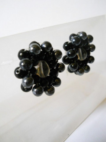 Cercei vintage floare neagra anii '60