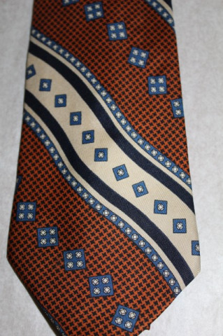 Cravata print geometric maro si albastru "Ermenegildo Zegna" anii '80