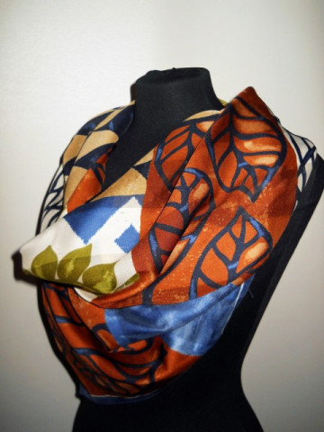 Esarfa retro print frunze anii '80