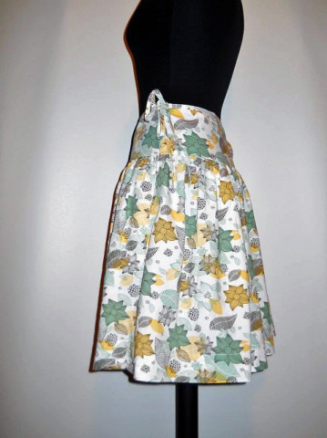 Fusta print floral verde si galben repro anii '60