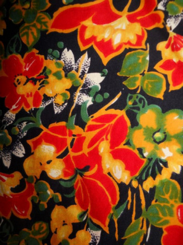 Fusta vintage print floral portocaliu anii '60