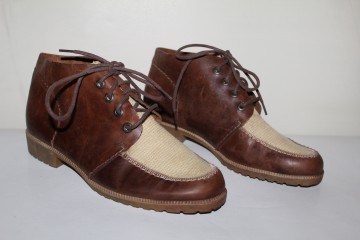 Ghete retro Gino Venturi anii ’80 – piele maro & crem, vintage street‑style - Img 2