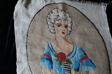 Gobelin oval damă victoriana anii ’30 – tapiserie vintage - Img 2