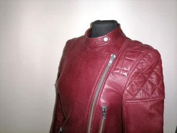Jachetă din piele Jack Wills – retro rock, vișinie - Img 4