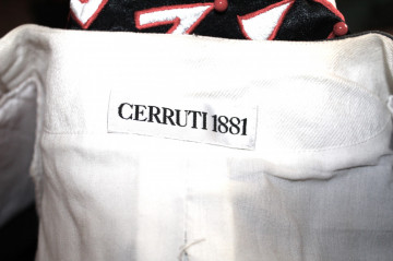 Jachetă retro Cerruti 1881 anii ’80 – denim alb‑negru cu satin și broderie - Img 8