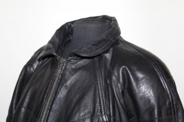Jachetă vintage patchwork din piele naturală anii ’80 – bomber rock statement - Img 5