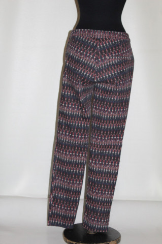 Pantaloni print geometric bleumarin și vișiniu repro anii 60