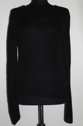Pulover Cristina Gavioli – tricot negru cu ochiuri largi, vibe casual vintage