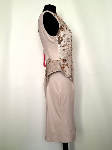 Rochie de ocazie Iza van Dee, bej cu paiete reversibile - Img 2