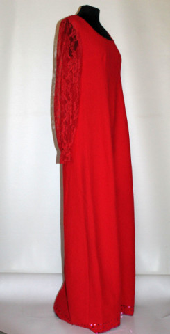 Rochie de seară roșie cu mâneci din dantelă – vintage anii ’60 - Img 4