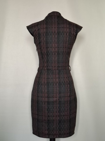 Rochie Laura Cool repro anii 50, carouri roz și verde închis - Img 3