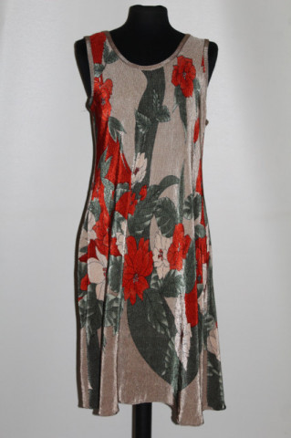 Rochie plisată cu print floral verde și cărămiziu – anii ’90