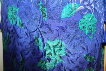 Rochie retro flori verzi pe fond albastru anii '80